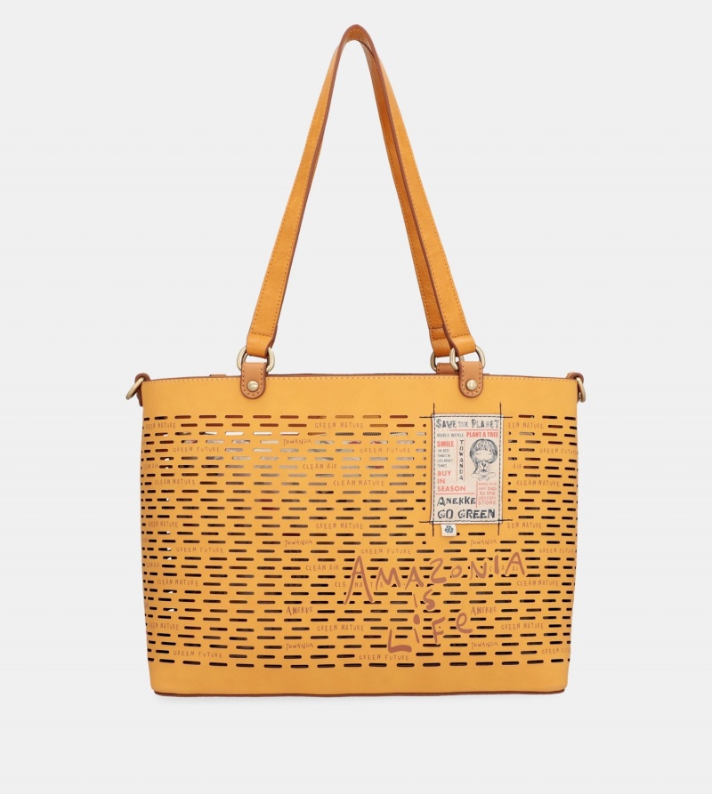 Anekke Nature Pachamama Ochre Large Women's Tote Bags | 0134986-BD